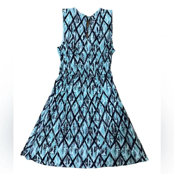 Forever 21 Teal Patterned Keyhole Dress.  Size XS - Picture 2 of 6